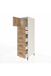 Kronos Dolap Tek Raflı 5 Çekmeceli Tek Kapaklı 44x59x182 Aytaşı-Çam