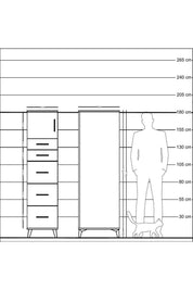 Kronos Dolap Tek Raflı 5 Çekmeceli Tek Kapaklı 44x59x182 Aytaşı-Çam