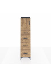 Kronos Dolap Tek Raflı 5 Çekmeceli Tek Kapaklı 44x59x182 Antrasit-Çam