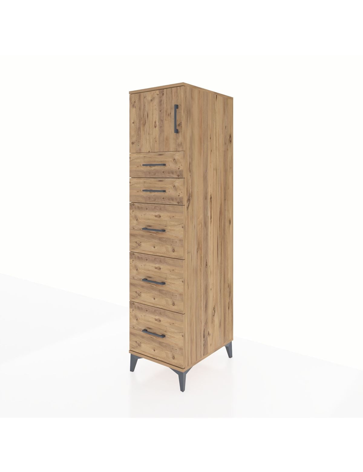 Kronos Dolap Tek Raflı 5 Çekmeceli Tek Kapaklı 44x59x182 - S88M022V9C