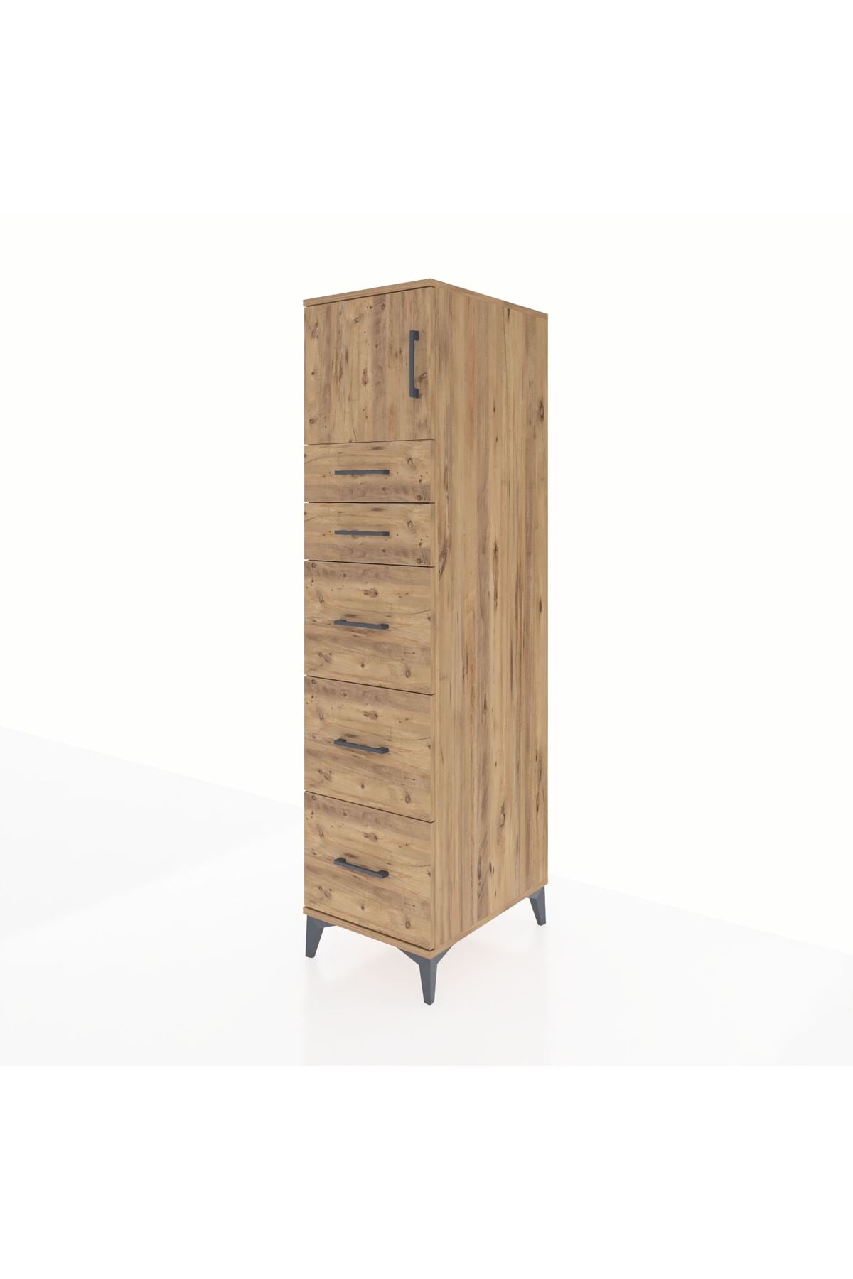 Kronos Dolap Tek Raflı 5 Çekmeceli Tek Kapaklı 44x59x182 - S88M022V9C