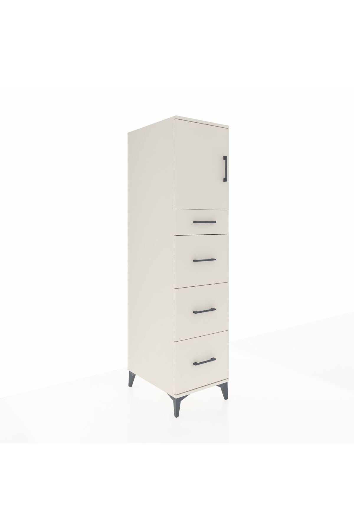 Kronos Dolap Tek Raflı 4 Çekmeceli Tek Kapaklı 44x59x182 - S88M023V1C
