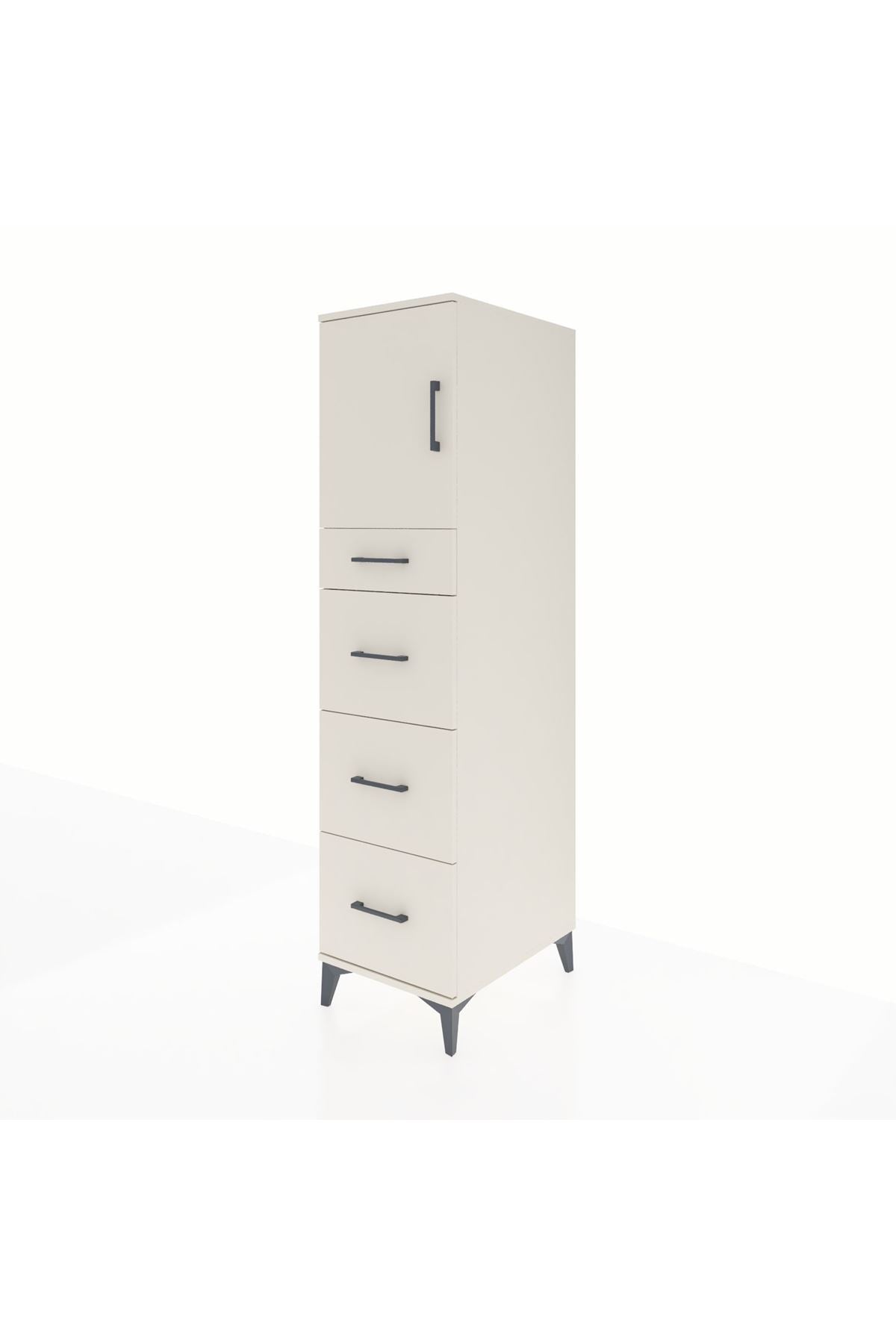 Kronos Dolap Tek Raflı 4 Çekmeceli Tek Kapaklı 44x59x182 - S88M023V1C