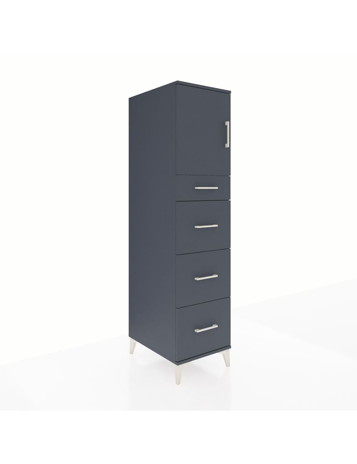 Kronos Dolap Tek Raflı 4 Çekmeceli Tek Kapaklı 44x59x182 Antrasit-Antrasit