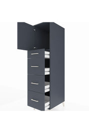 Kronos Dolap Tek Raflı 4 Çekmeceli Tek Kapaklı 44x59x182 Antrasit-Antrasit