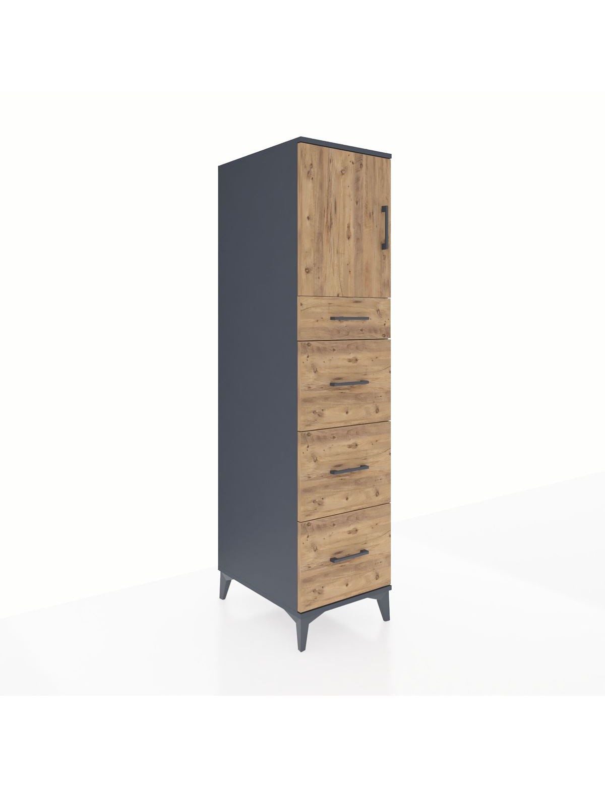 Kronos Dolap Tek Raflı 4 Çekmeceli Tek Kapaklı 44x59x182 - S88M023V6C
