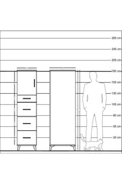 Kronos Dolap Tek Raflı 4 Çekmeceli Tek Kapaklı 44x59x182 Çam-Antrasit