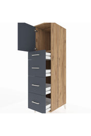 Kronos Dolap Tek Raflı 4 Çekmeceli Tek Kapaklı 44x59x182 Çam-Antrasit