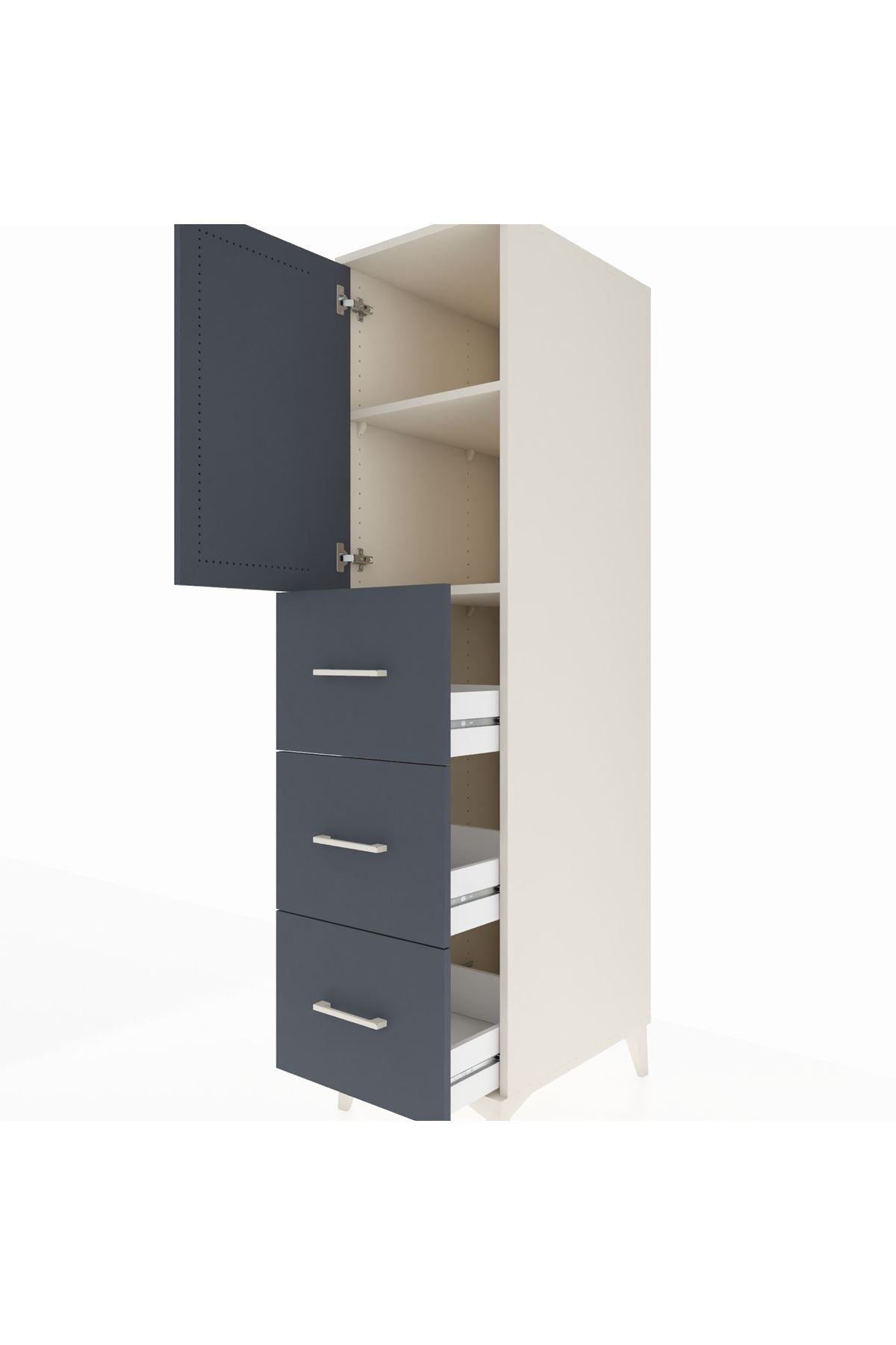 Kronos Dolap 2 Raflı 3 Çekmeceli Tek Kapaklı 44x59x182 Aytaşı-Antrasit