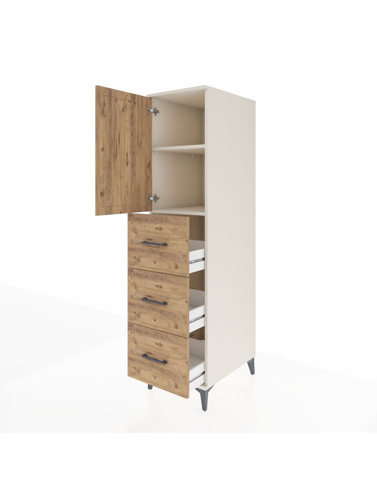 Kronos Dolap 2 Raflı 3 Çekmeceli Tek Kapaklı 44x59x182 - S88M024V3C