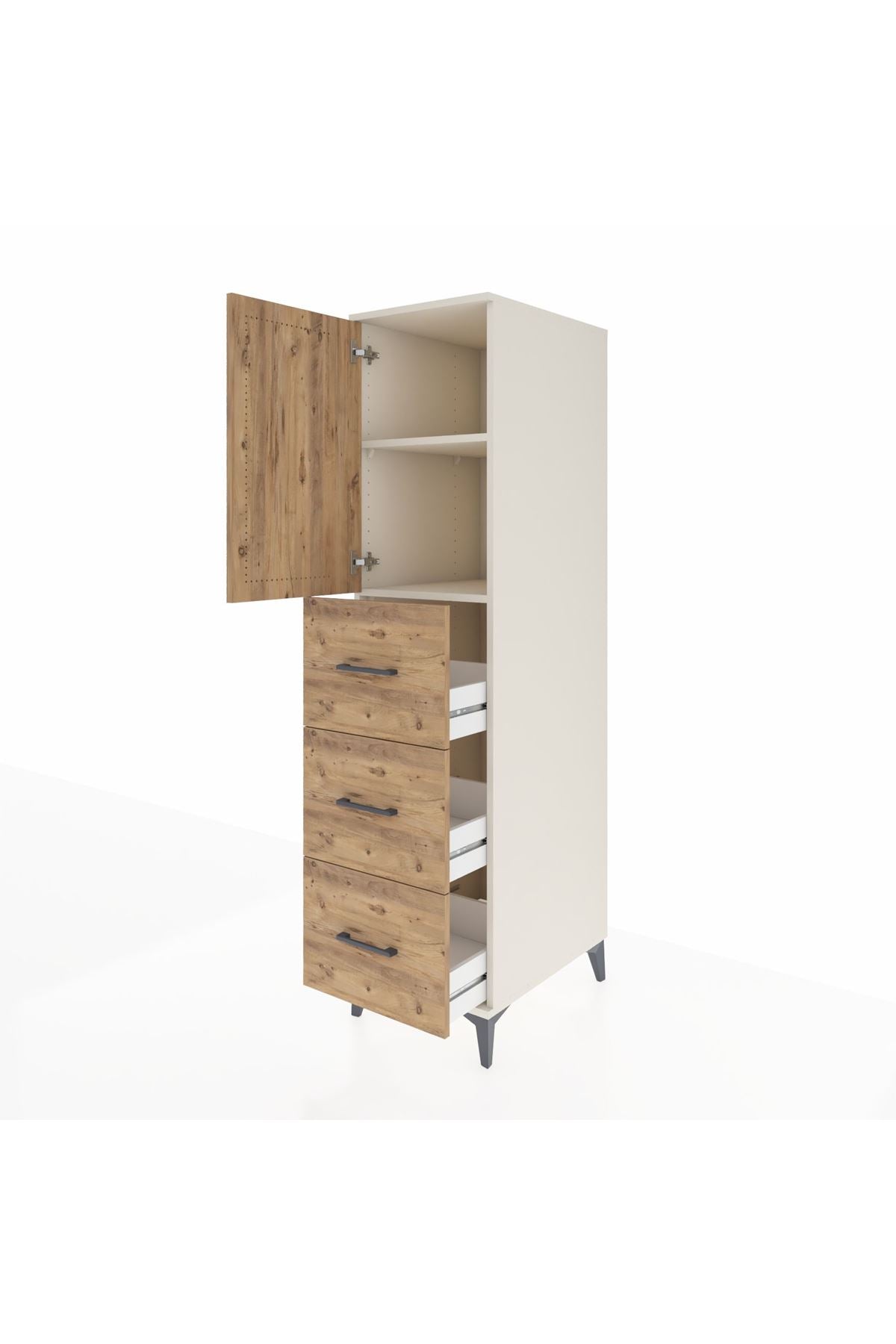 Kronos Dolap 2 Raflı 3 Çekmeceli Tek Kapaklı 44x59x182 - S88M024V3C