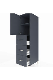 Kronos Dolap 2 Raflı 3 Çekmeceli Tek Kapaklı 44x59x182 Antrasit-Antrasit