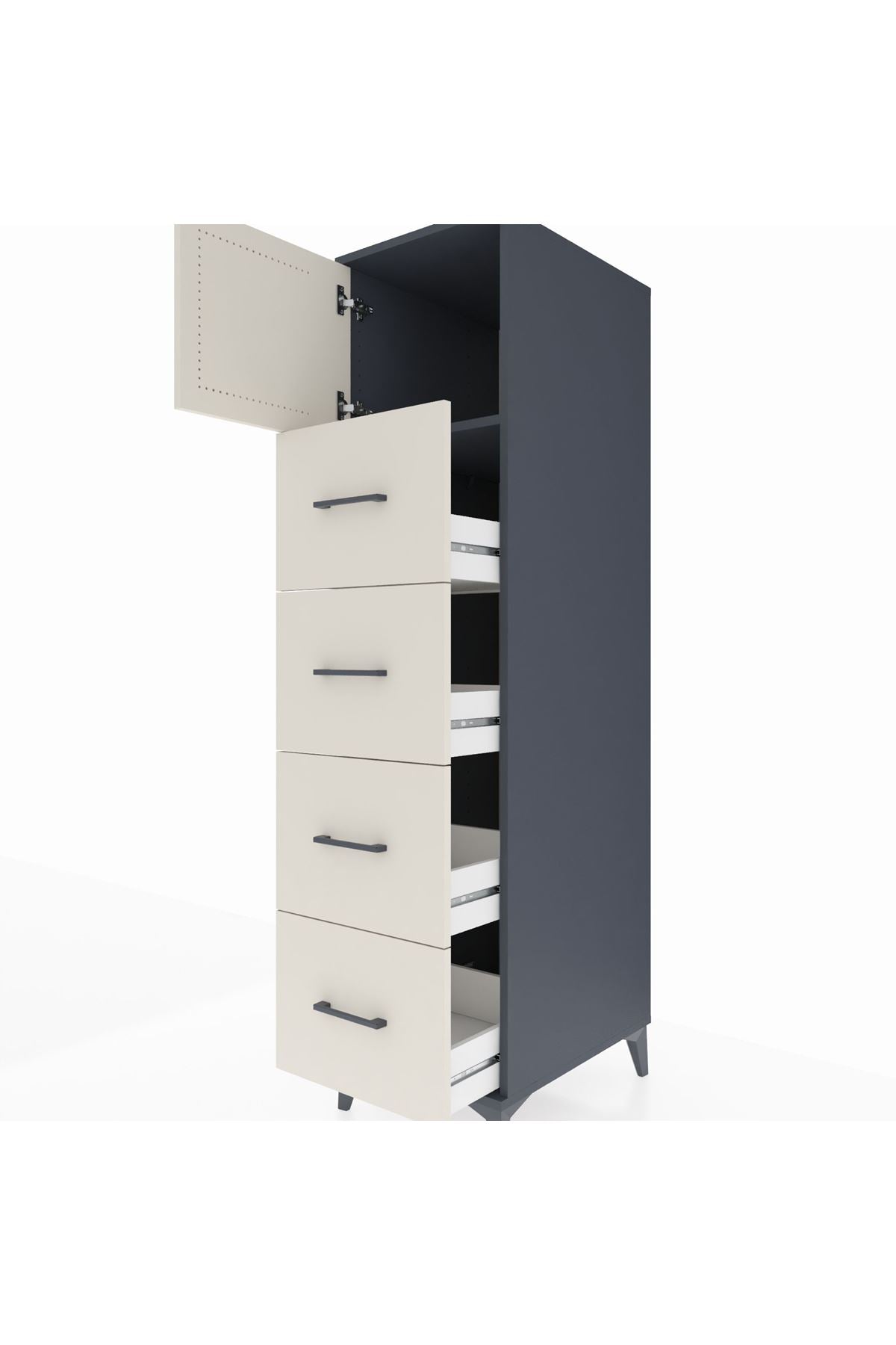 Kronos Dolap Tek Raflı 4 Çekmeceli Tek Kapaklı 44x59x182 - S88M025V4C