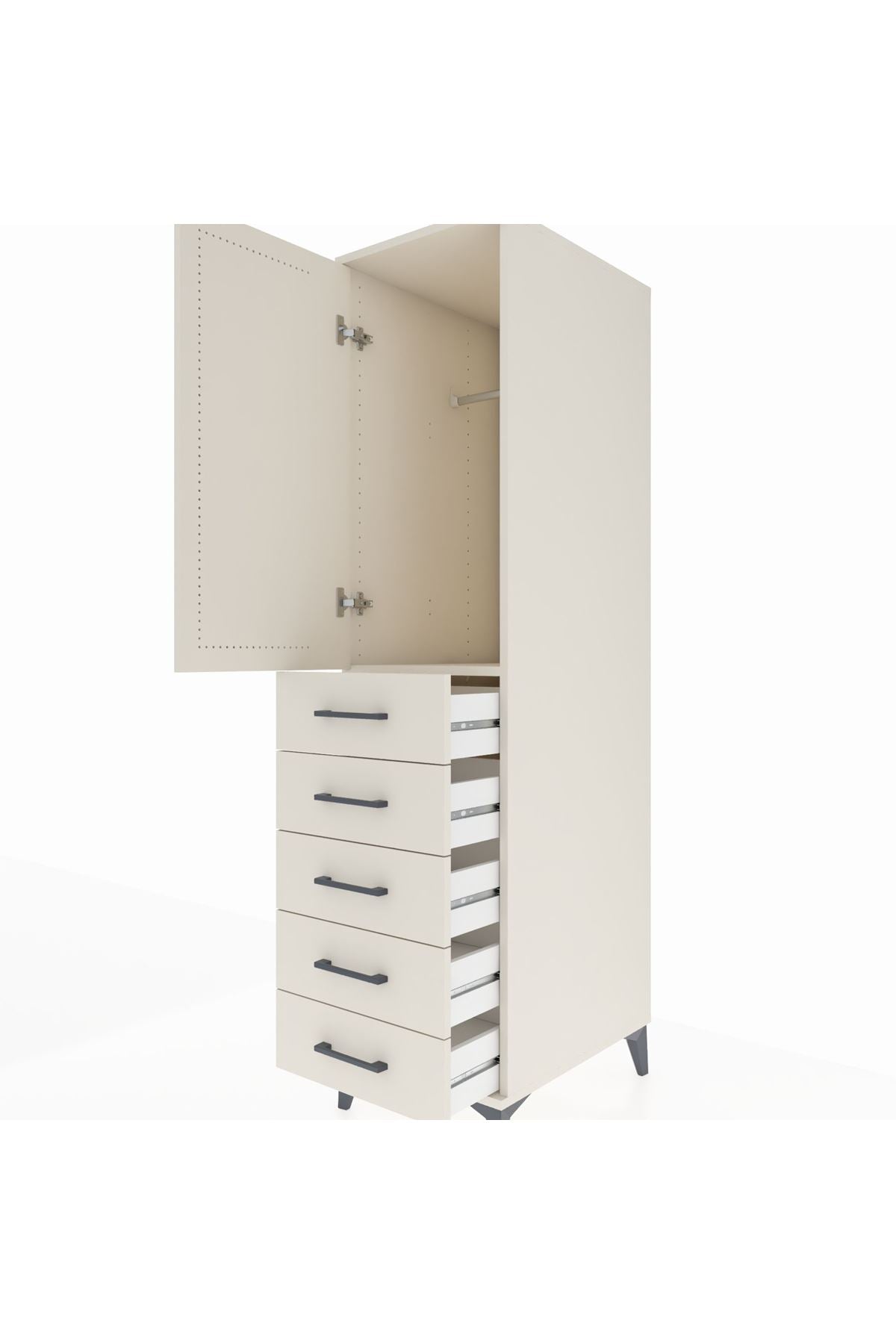 Kronos Dolap Tek Raflı 5 Çekmeceli Tek Askılı 44x59x182 Aytaşı-Aytaşı