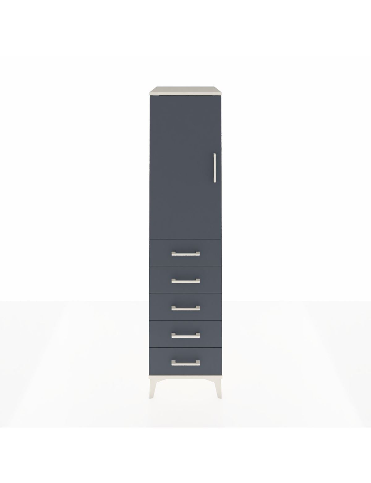 Kronos Dolap Tek Raflı 5 Çekmeceli Tek Askılı 44x59x182 Aytaşı-Antrasit