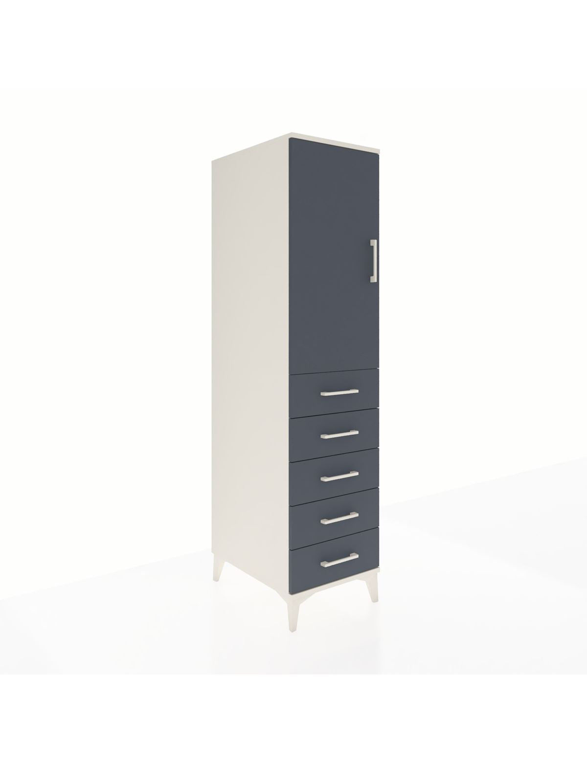 Kronos Dolap Tek Raflı 5 Çekmeceli Tek Askılı 44x59x182 Aytaşı-Antrasit