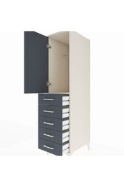 Kronos Dolap Tek Raflı 5 Çekmeceli Tek Askılı 44x59x182 Aytaşı-Antrasit