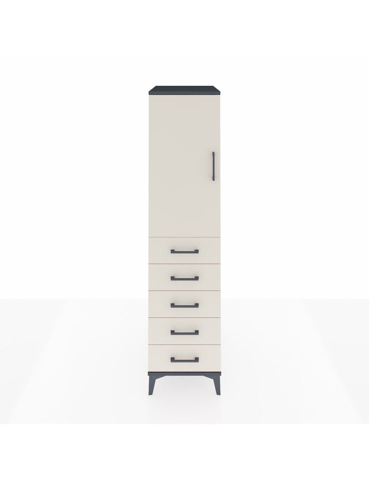 Kronos Dolap Tek Raflı 5 Çekmeceli Tek Askılı 44x59x182 Antrasit-Aytaşı