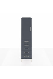 Kronos Dolap Tek Raflı 5 Çekmeceli Tek Askılı 44x59x182 Antrasit-Antrasit
