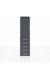 Kronos Dolap Tek Raflı 5 Çekmeceli Tek Askılı 44x59x182