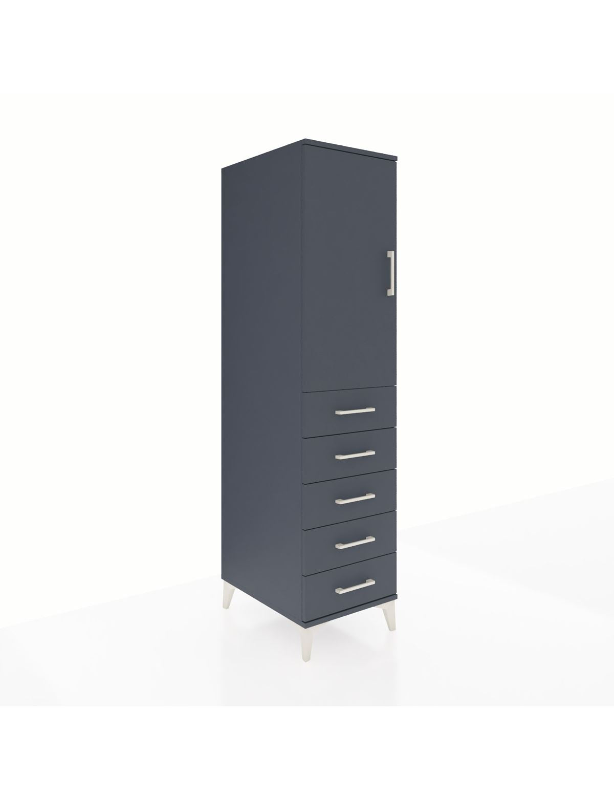 Kronos Dolap Tek Raflı 5 Çekmeceli Tek Askılı 44x59x182 Antrasit-Antrasit