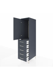 Kronos Dolap Tek Raflı 5 Çekmeceli Tek Askılı 44x59x182 Antrasit-Antrasit
