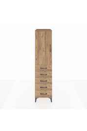 Kronos Dolap Tek Raflı 5 Çekmeceli Tek Askılı 44x59x182 Çam-Çam