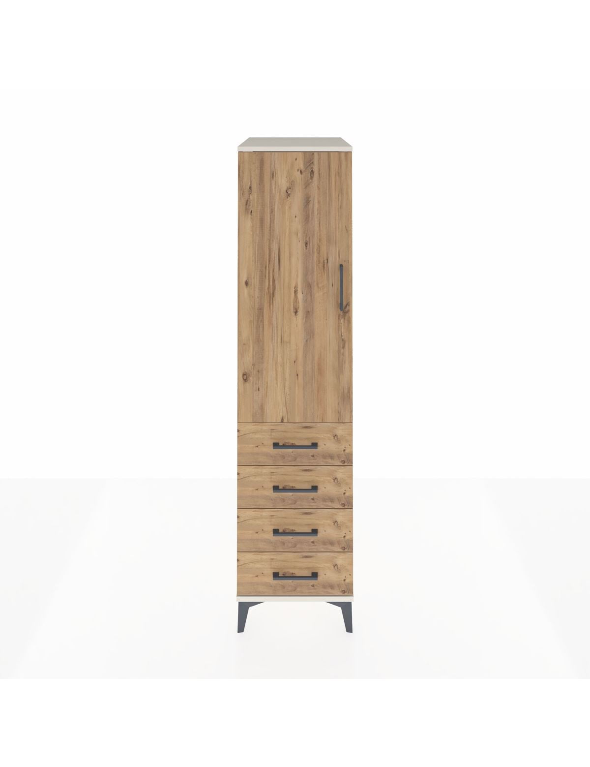 Kronos Dolap Tek Raflı 4 Çekmeceli Tek Askılı 44x59x182 Aytaşı-Çam