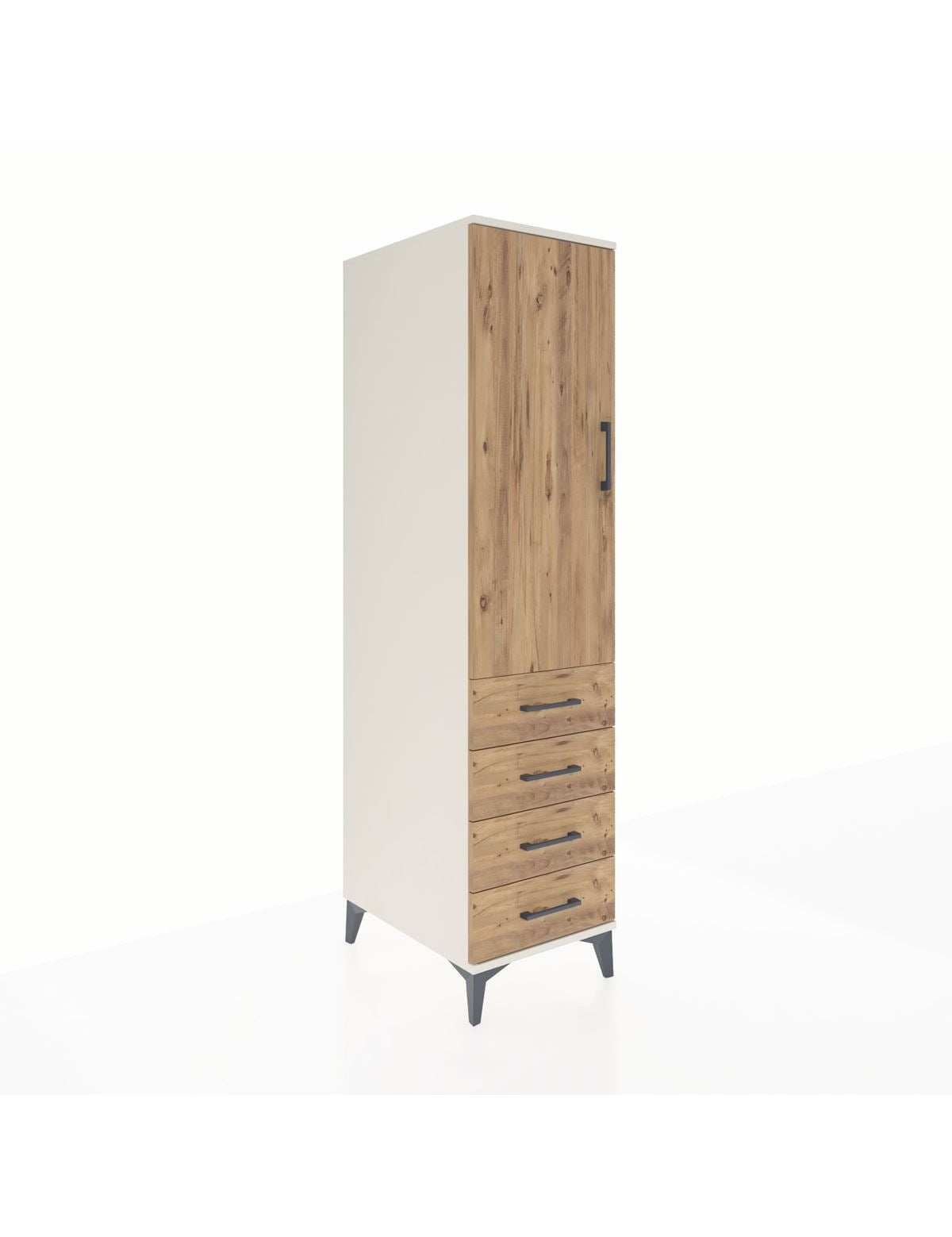 Kronos Dolap Tek Raflı 4 Çekmeceli Tek Askılı 44x59x182 Aytaşı-Çam