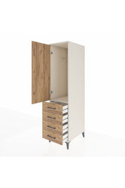 Kronos Dolap Tek Raflı 4 Çekmeceli Tek Askılı 44x59x182 Aytaşı-Çam