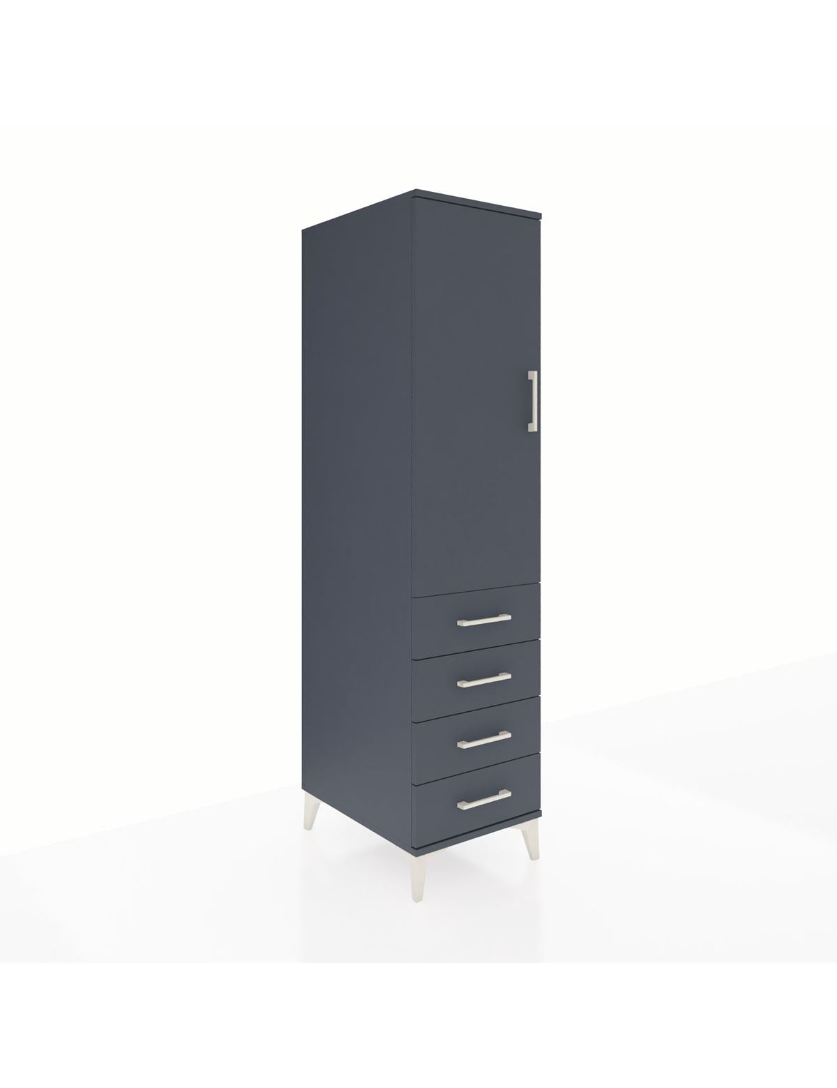 Kronos Dolap Tek Raflı 4 Çekmeceli Tek Askılı 44x59x182 Antrasit-Antrasit