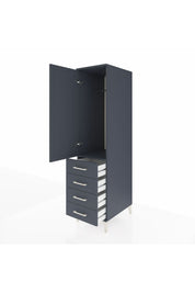 Kronos Dolap Tek Raflı 4 Çekmeceli Tek Askılı 44x59x182 Antrasit-Antrasit