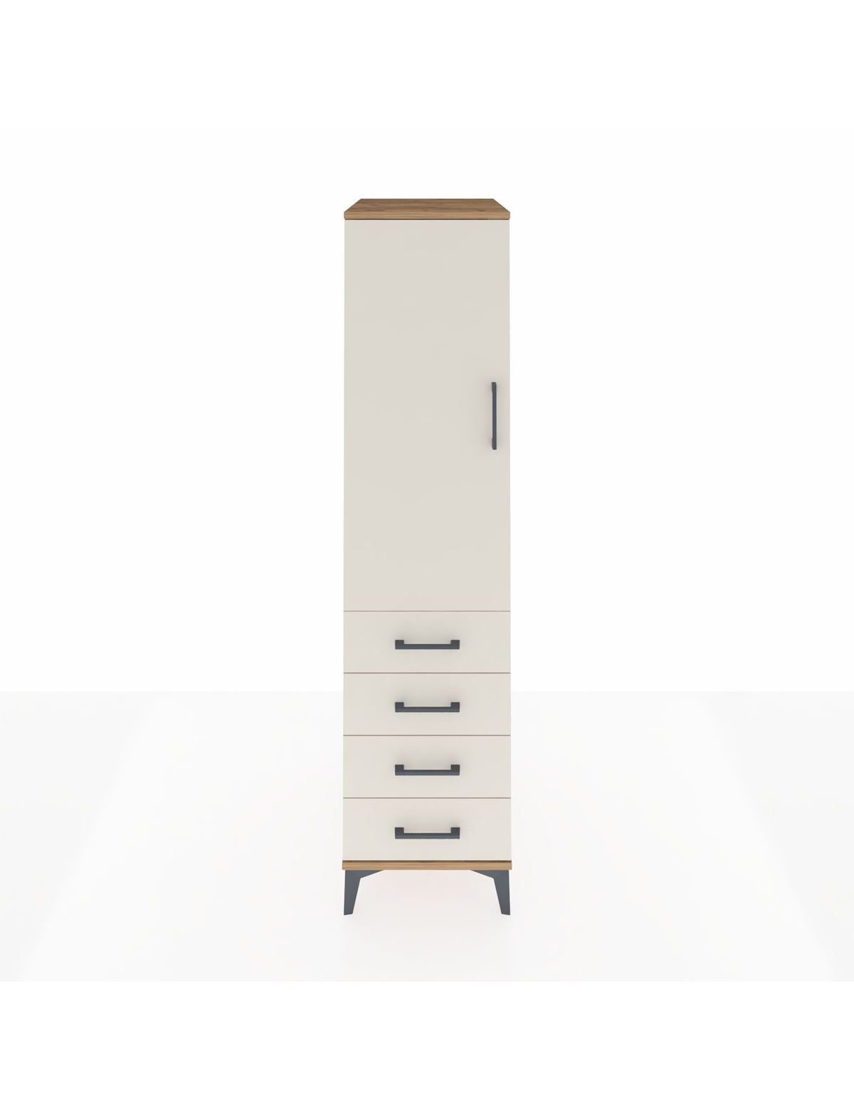 Kronos Dolap Tek Raflı 4 Çekmeceli Tek Askılı 44x59x182 Çam-Aytaşı
