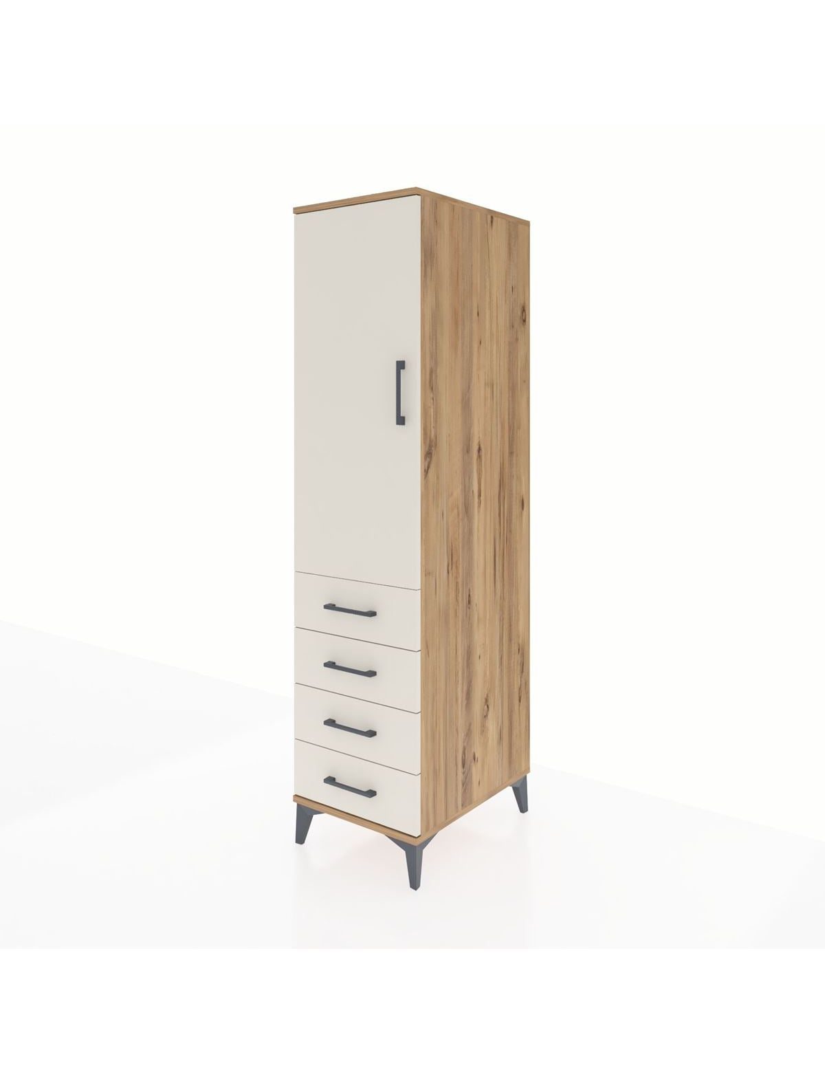 Kronos Dolap Tek Raflı 4 Çekmeceli Tek Askılı 44x59x182 - S88M027V7C