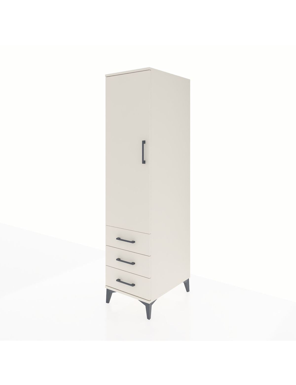 Kronos Dolap Tek Raflı 3 Çekmeceli Tek Askılı 44x59x182 - S88M028V1C