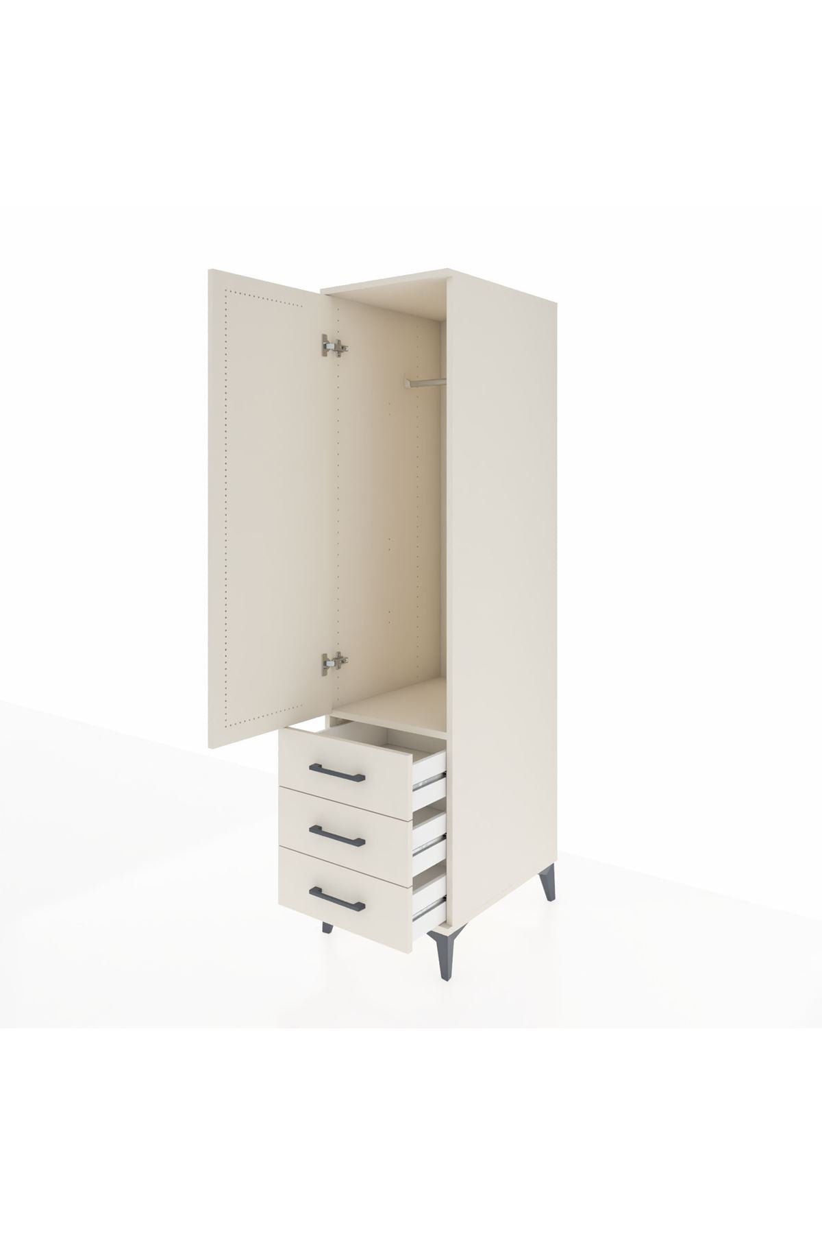 Kronos Dolap Tek Raflı 3 Çekmeceli Tek Askılı 44x59x182 Aytaşı-Aytaşı