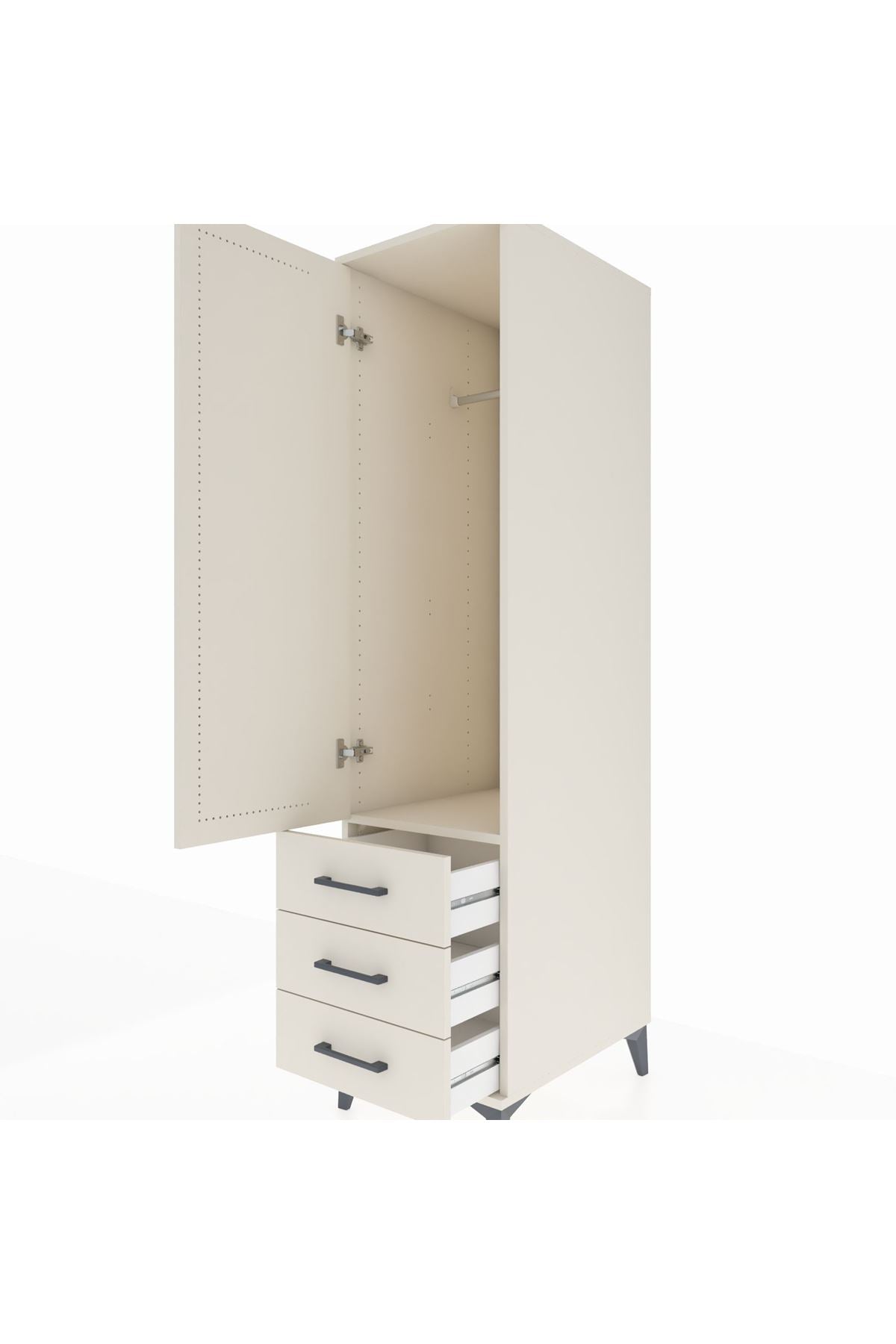 Kronos Dolap Tek Raflı 3 Çekmeceli Tek Askılı 44x59x182 Aytaşı-Aytaşı