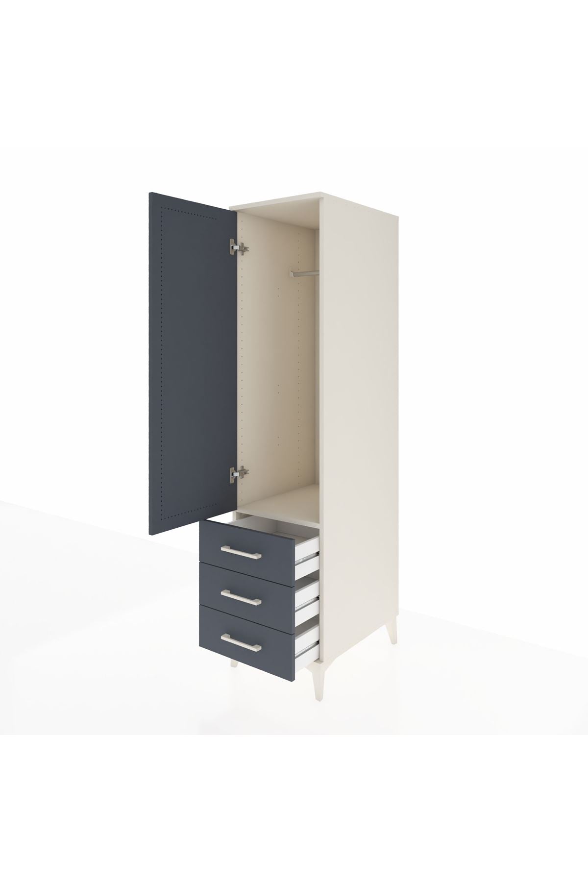 Kronos Dolap Tek Raflı 3 Çekmeceli Tek Askılı 44x59x182 Aytaşı-Antrasit