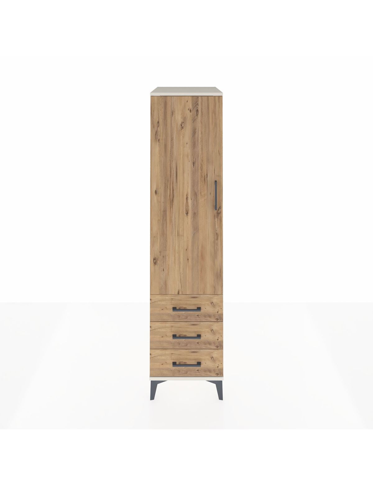 Kronos Dolap Tek Raflı 3 Çekmeceli Tek Askılı 44x59x182 Aytaşı-Çam