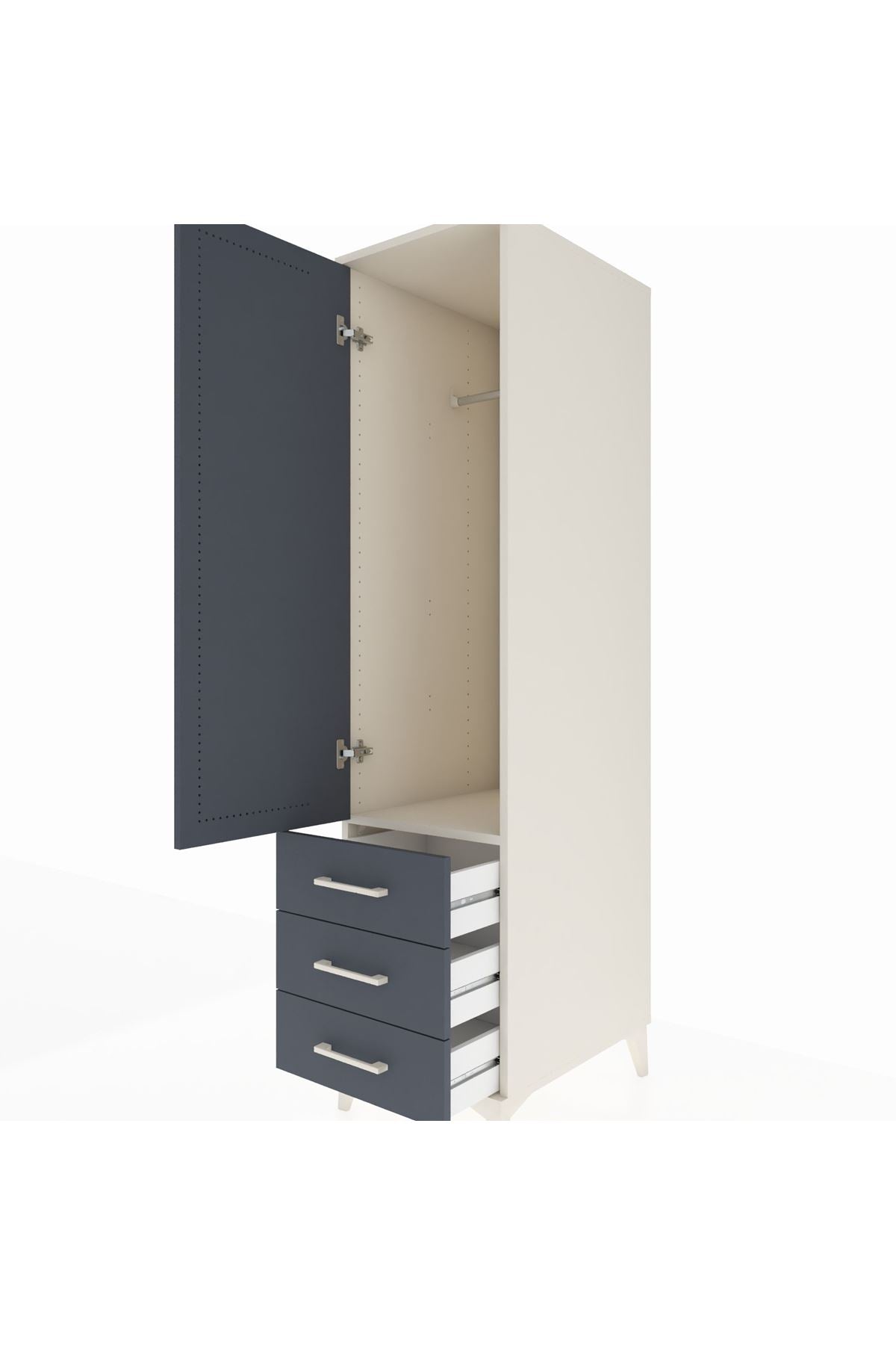 Kronos Dolap Tek Raflı 3 Çekmeceli Tek Askılı 44x59x182 Aytaşı-Antrasit