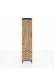 Kronos Dolap Tek Raflı 3 Çekmeceli Tek Askılı 44x59x182 Antrasit-Çam