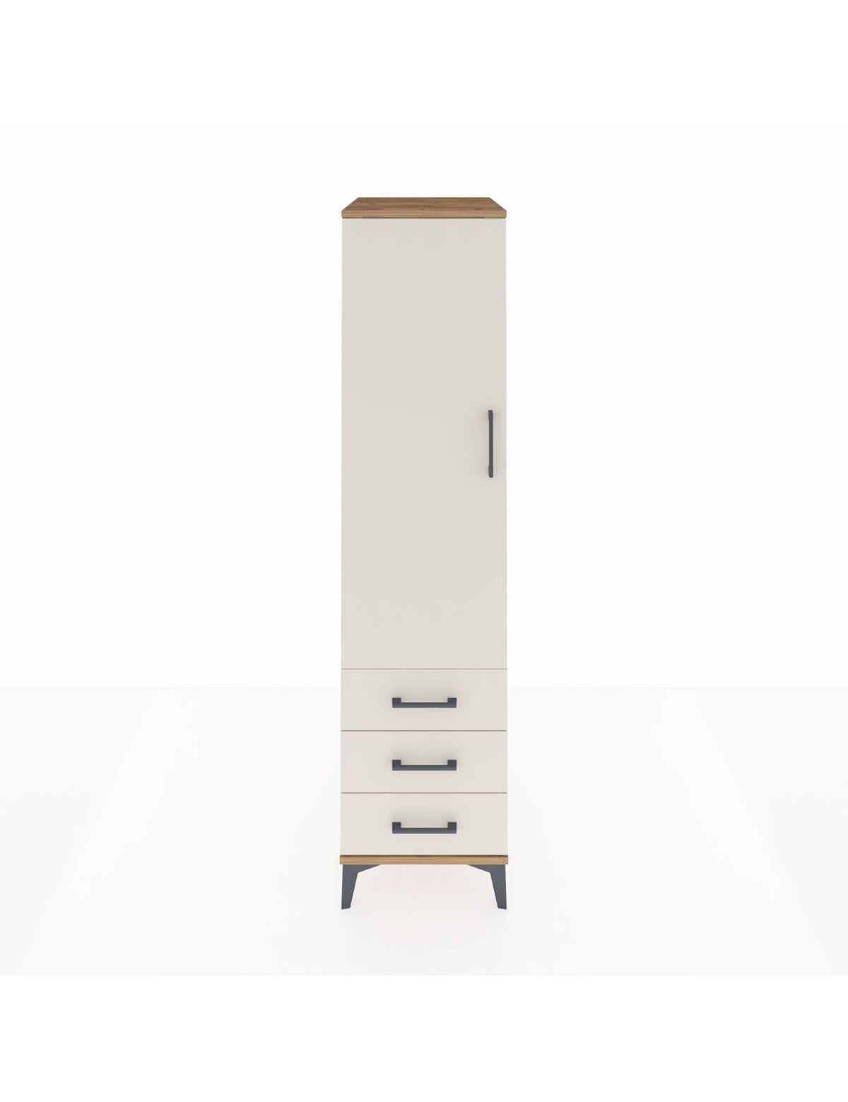 Kronos Dolap Tek Raflı 3 Çekmeceli Tek Askılı 44x59x182 Çam-Aytaşı