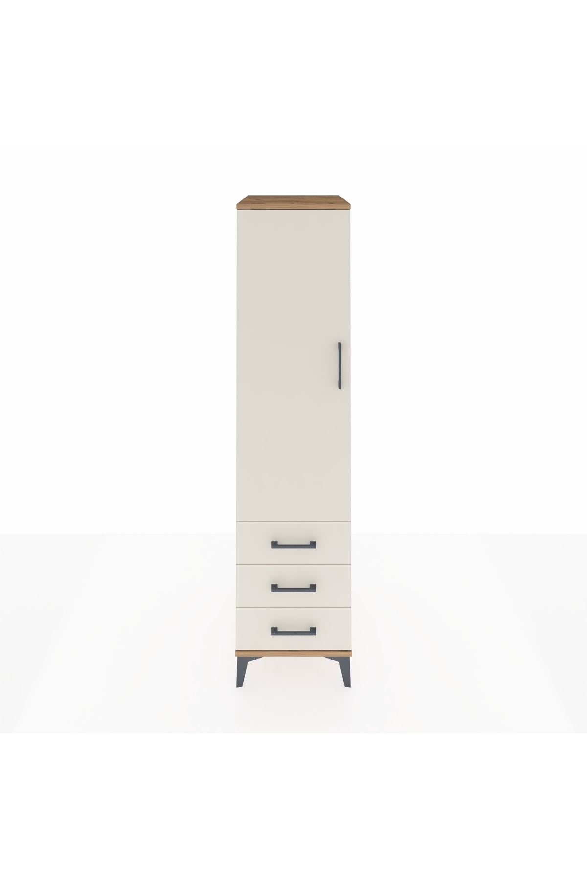 Kronos Dolap Tek Raflı 3 Çekmeceli Tek Askılı 44x59x182 Çam-Aytaşı