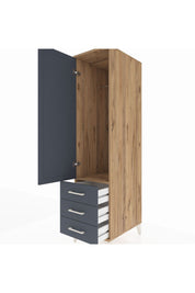 Kronos Dolap Tek Raflı 3 Çekmeceli Tek Askılı 44x59x182 Çam-Antrasit