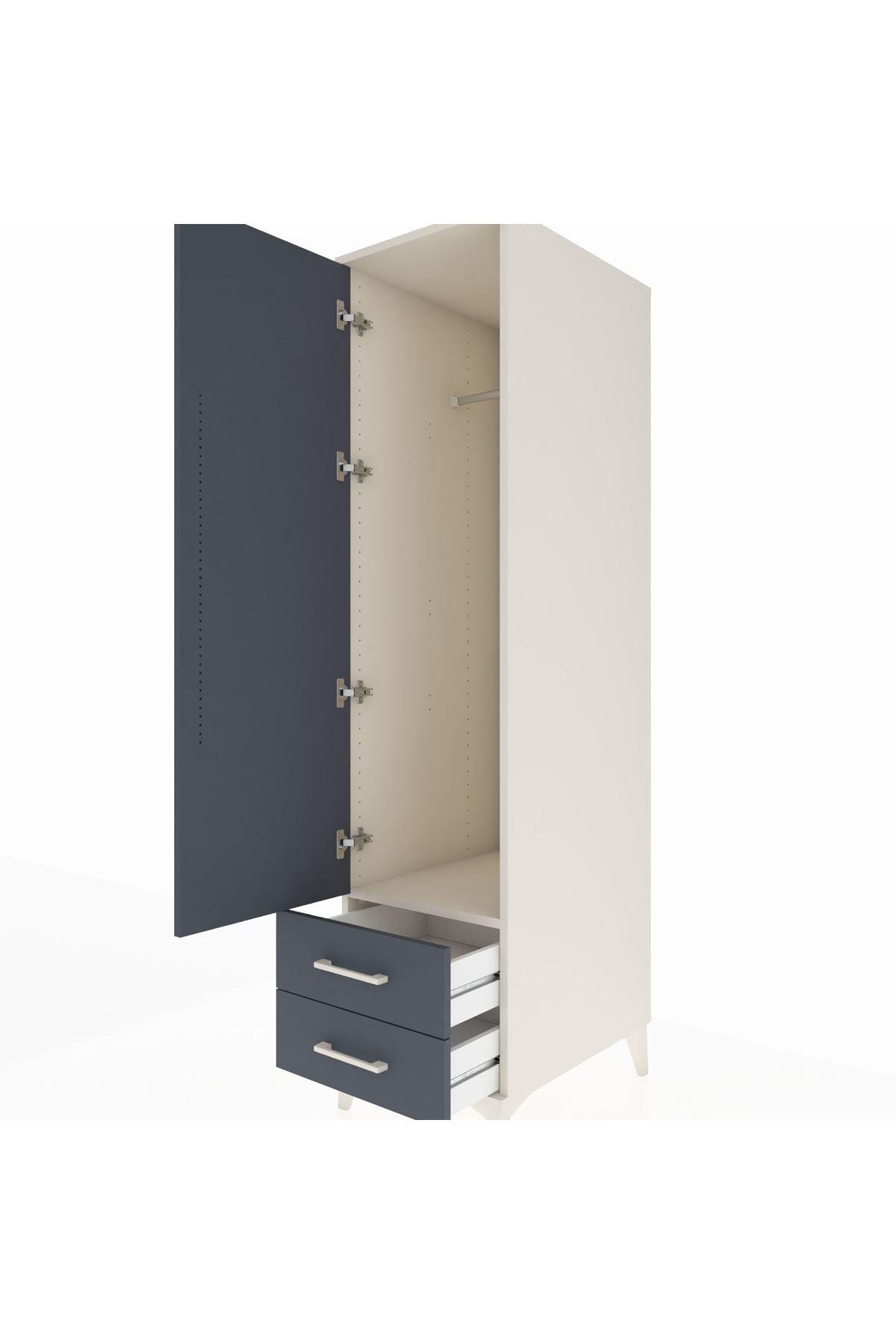 Kronos Dolap Tek Raflı 2 Çekmeceli Tek Askılı 44x59x182 Aytaşı-Antrasit