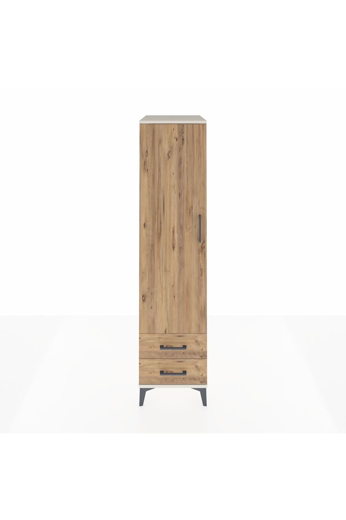 Kronos Dolap Tek Raflı 2 Çekmeceli Tek Askılı 44x59x182 Aytaşı-Çam