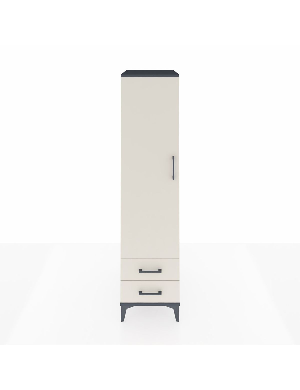 Kronos Dolap Tek Raflı 2 Çekmeceli Tek Askılı 44x59x182 Antrasit-Aytaşı