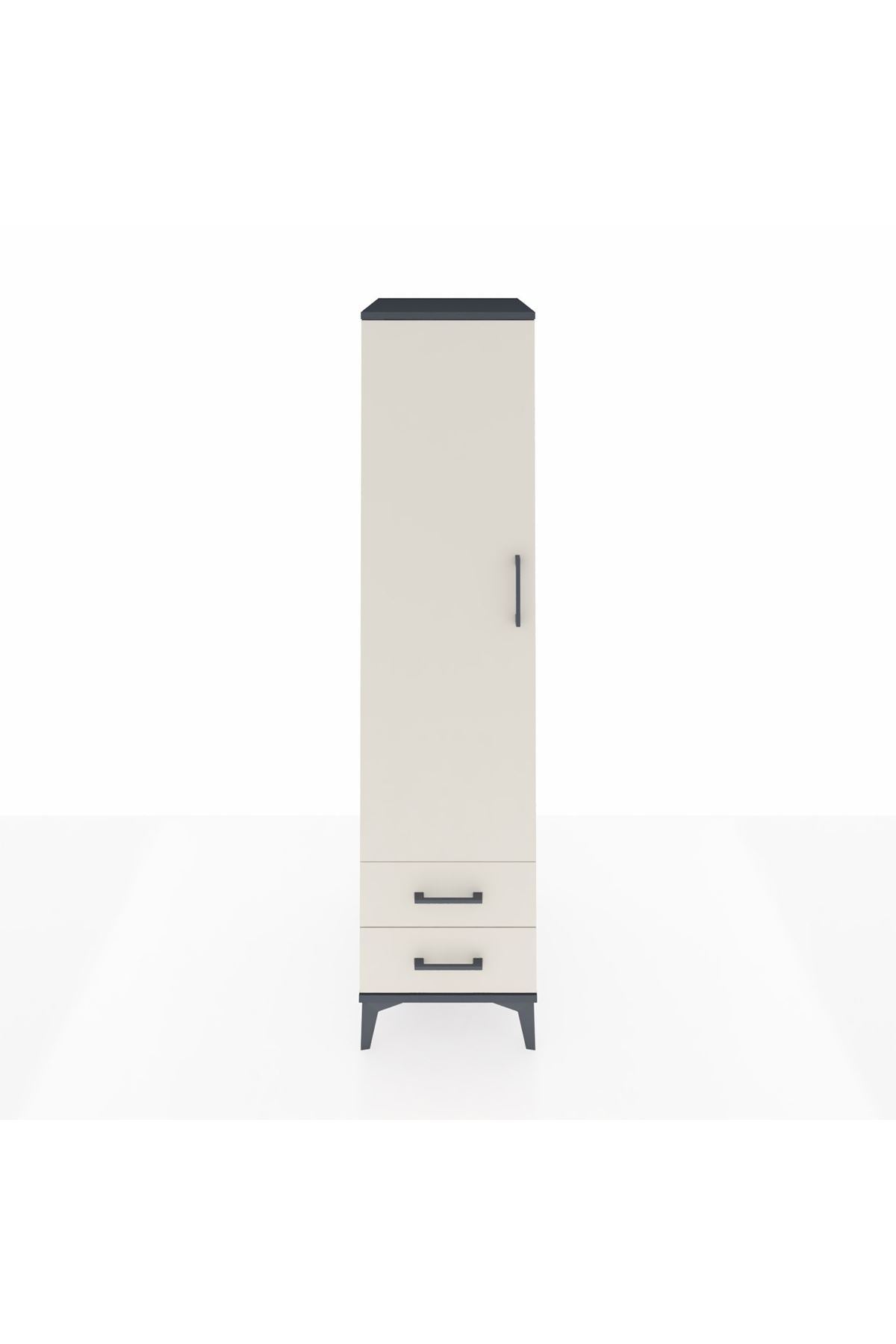 Kronos Dolap Tek Raflı 2 Çekmeceli Tek Askılı 44x59x182 Antrasit-Aytaşı