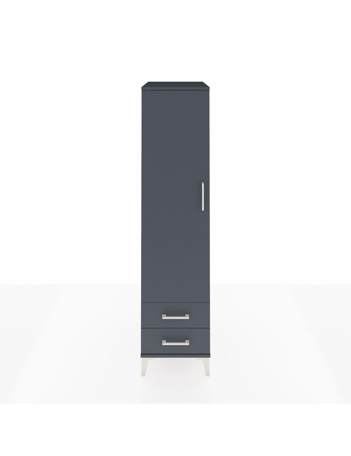 Kronos Dolap Tek Raflı 2 Çekmeceli Tek Askılı 44x59x182 Antrasit-Antrasit