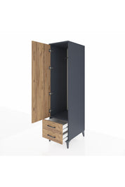 Kronos Dolap Tek Raflı 2 Çekmeceli Tek Askılı 44x59x182 Antrasit-Çam